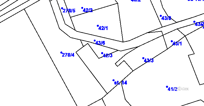 Parcela st. 42/3 v KÚ Ždánice u Bystřice nad Pernštejnem, Katastrální mapa