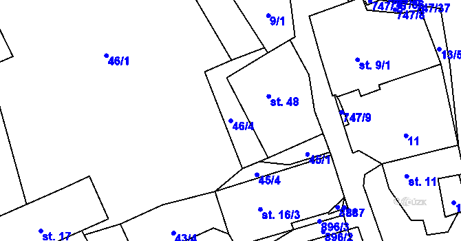 Parcela st. 46/4 v KÚ Ždánice u Bystřice nad Pernštejnem, Katastrální mapa