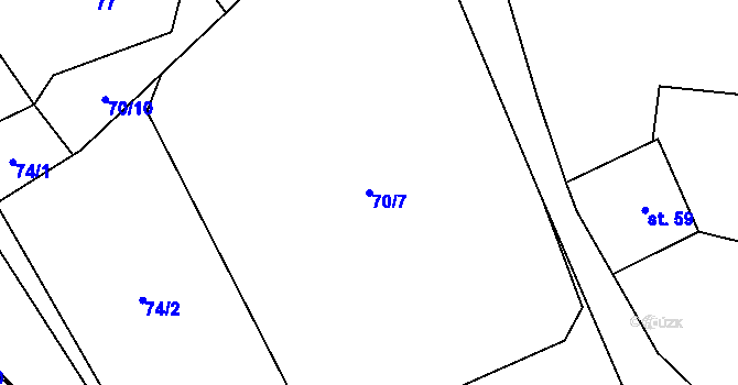 Parcela st. 70/7 v KÚ Ždánice u Bystřice nad Pernštejnem, Katastrální mapa