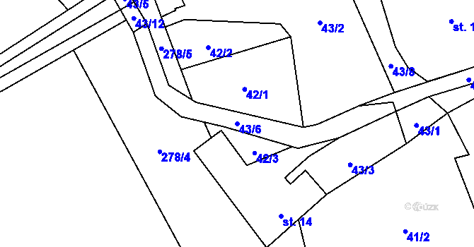 Parcela st. 43/6 v KÚ Ždánice u Bystřice nad Pernštejnem, Katastrální mapa