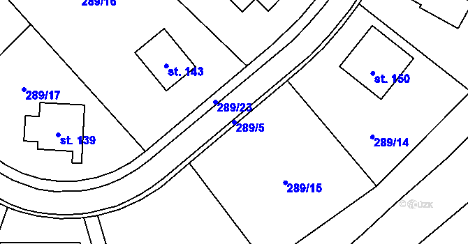 Parcela st. 289/5 v KÚ Ždánice u Bystřice nad Pernštejnem, Katastrální mapa