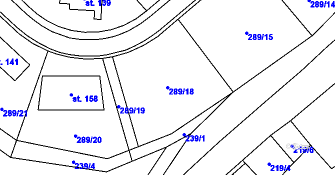 Parcela st. 289/18 v KÚ Ždánice u Bystřice nad Pernštejnem, Katastrální mapa