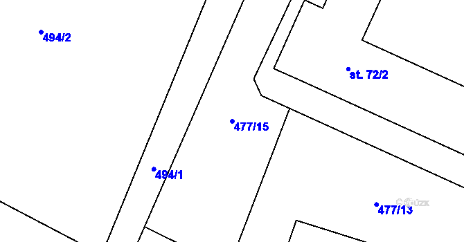 Parcela st. 477/15 v KÚ Ždánov, Katastrální mapa