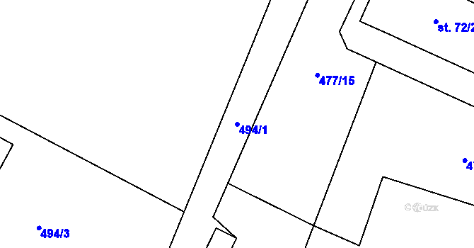 Parcela st. 494/1 v KÚ Ždánov, Katastrální mapa
