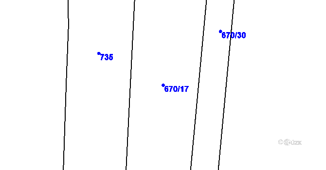 Parcela st. 670/17 v KÚ Ždánov, Katastrální mapa