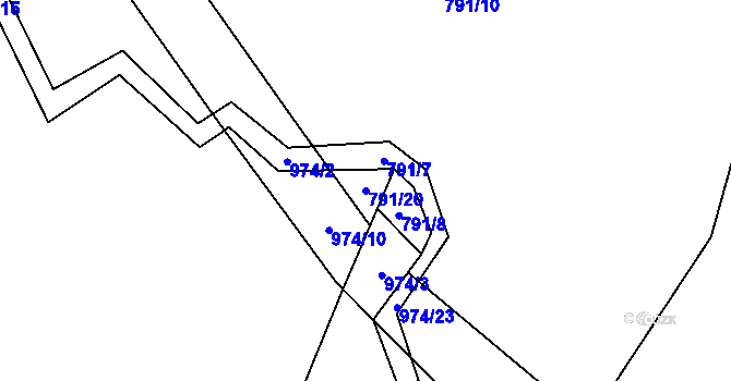 Parcela st. 791/20 v KÚ Ždánov, Katastrální mapa