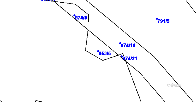 Parcela st. 853/5 v KÚ Ždánov, Katastrální mapa