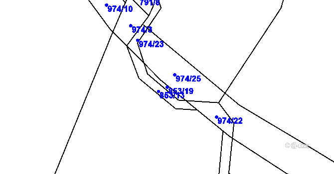 Parcela st. 853/19 v KÚ Ždánov, Katastrální mapa