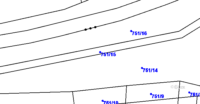 Parcela st. 751/15 v KÚ Ždánov, Katastrální mapa