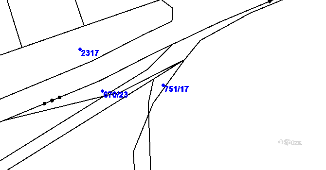 Parcela st. 751/17 v KÚ Ždánov, Katastrální mapa