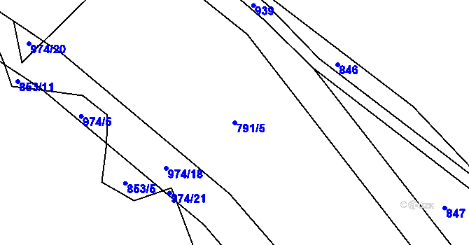 Parcela st. 791/5 v KÚ Ždánov, Katastrální mapa