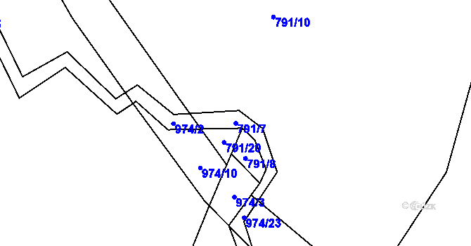 Parcela st. 791/7 v KÚ Ždánov, Katastrální mapa