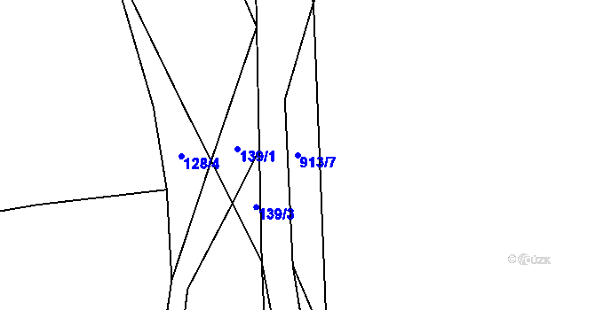 Parcela st. 913/7 v KÚ Ždánov, Katastrální mapa