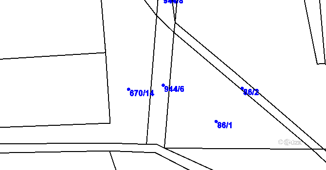 Parcela st. 944/6 v KÚ Ždánov, Katastrální mapa