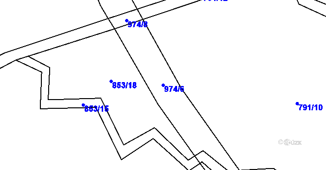 Parcela st. 974/6 v KÚ Ždánov, Katastrální mapa