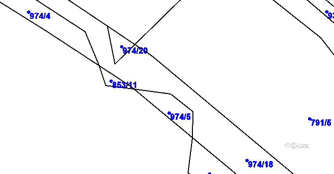 Parcela st. 974/18 v KÚ Ždánov, Katastrální mapa