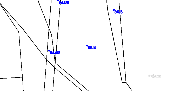 Parcela st. 86/4 v KÚ Ždánov, Katastrální mapa