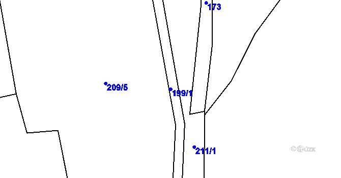 Parcela st. 199/1 v KÚ Ždánov, Katastrální mapa
