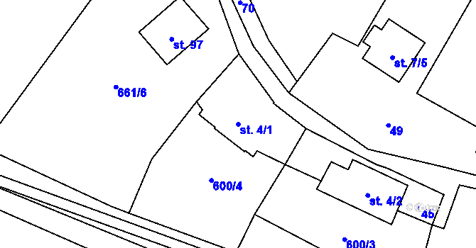 Parcela st. 4/1 v KÚ Ždánov, Katastrální mapa