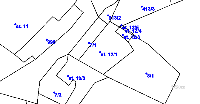 Parcela st. 12/1 v KÚ Ždánov, Katastrální mapa