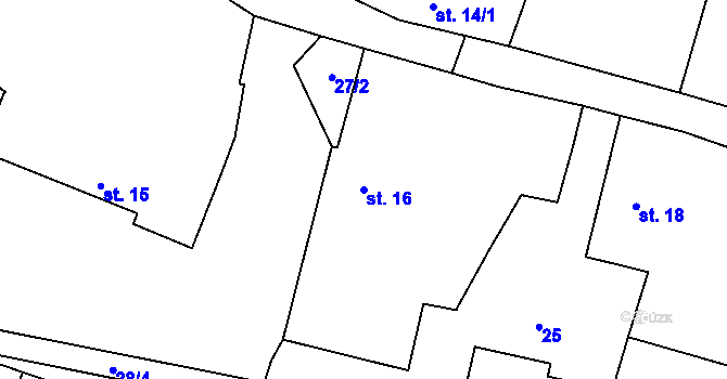 Parcela st. 16 v KÚ Ždánov, Katastrální mapa