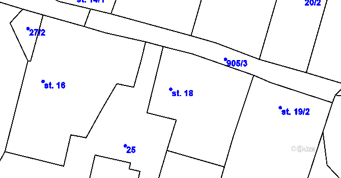 Parcela st. 18 v KÚ Ždánov, Katastrální mapa