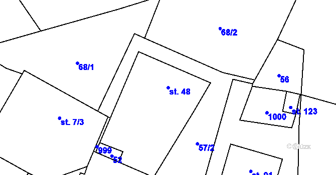 Parcela st. 48 v KÚ Ždánov, Katastrální mapa