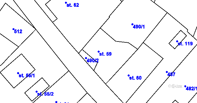 Parcela st. 59 v KÚ Ždánov, Katastrální mapa