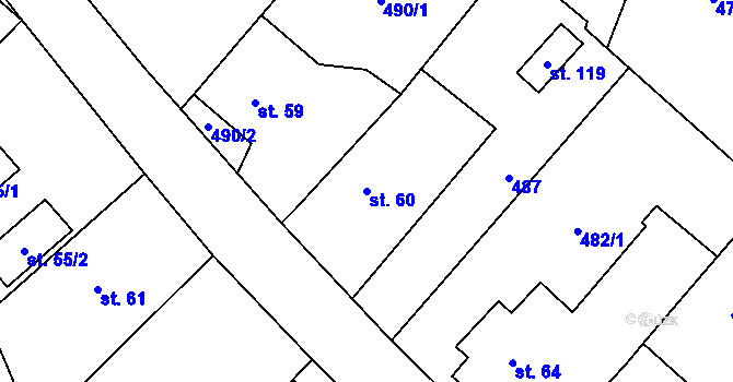 Parcela st. 60 v KÚ Ždánov, Katastrální mapa
