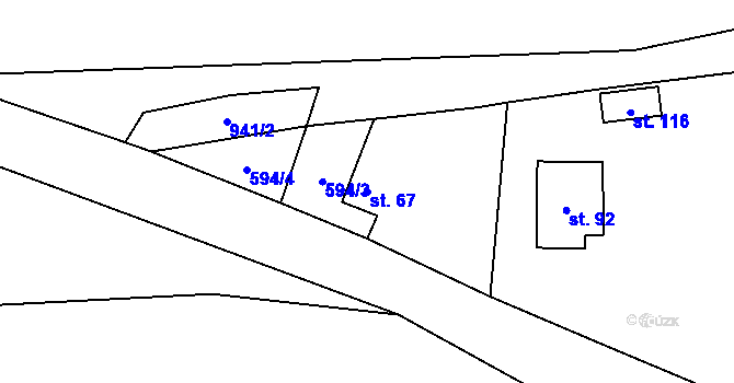 Parcela st. 67 v KÚ Ždánov, Katastrální mapa