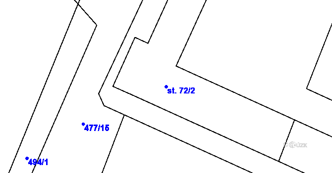 Parcela st. 72/2 v KÚ Ždánov, Katastrální mapa