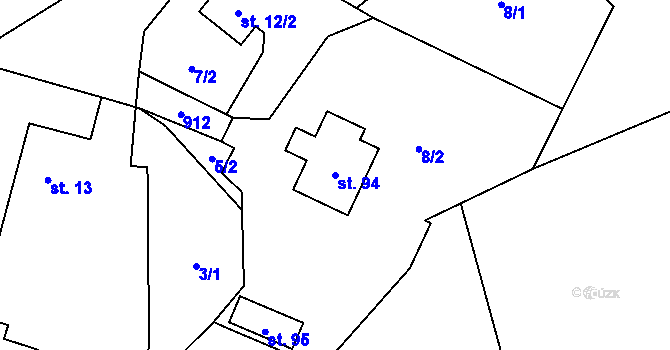 Parcela st. 94 v KÚ Ždánov, Katastrální mapa