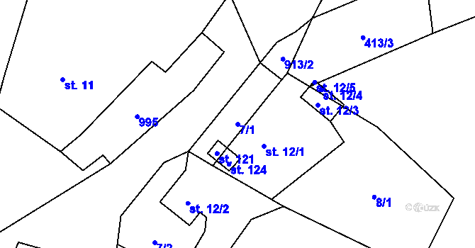 Parcela st. 7/1 v KÚ Ždánov, Katastrální mapa
