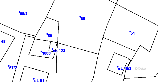 Parcela st. 59/1 v KÚ Ždánov, Katastrální mapa