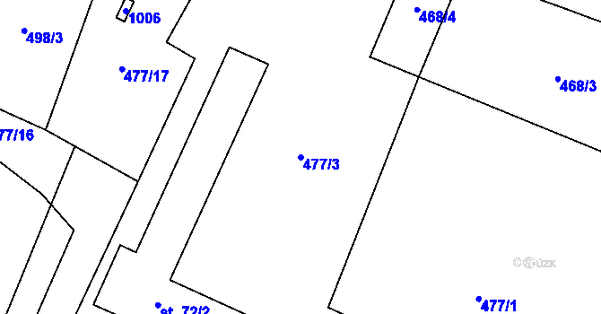 Parcela st. 477/3 v KÚ Ždánov, Katastrální mapa