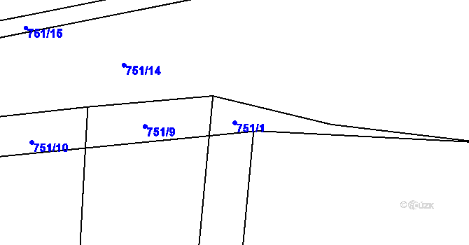Parcela st. 751/1 v KÚ Ždánov, Katastrální mapa