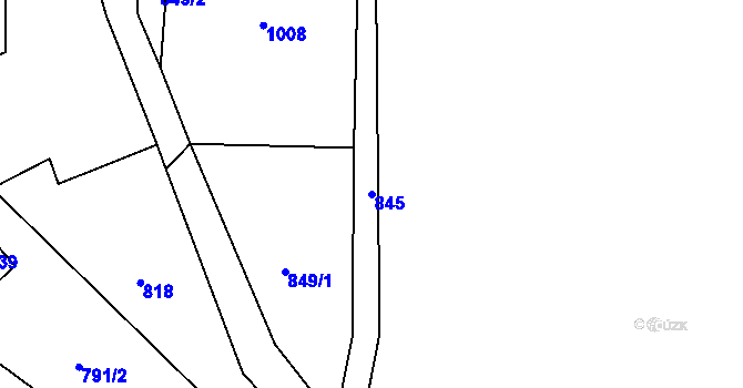 Parcela st. 845 v KÚ Ždánov, Katastrální mapa