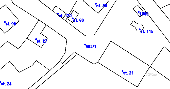 Parcela st. 902/1 v KÚ Ždánov, Katastrální mapa