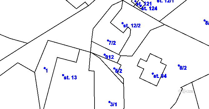Parcela st. 912 v KÚ Ždánov, Katastrální mapa