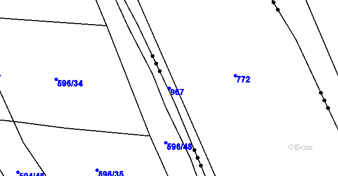 Parcela st. 967 v KÚ Ždánov, Katastrální mapa
