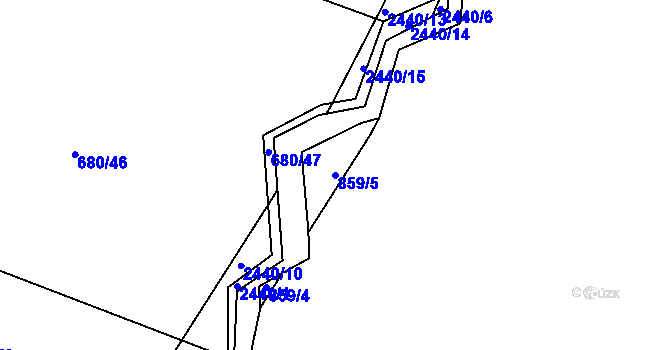 Parcela st. 859/5 v KÚ Ždánov, Katastrální mapa