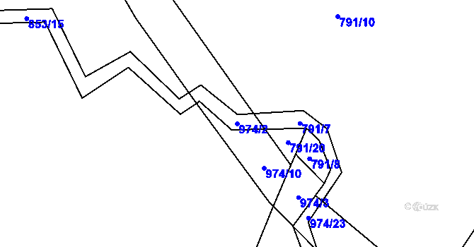 Parcela st. 974/2 v KÚ Ždánov, Katastrální mapa