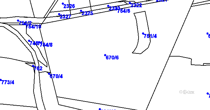 Parcela st. 670/6 v KÚ Ždánov, Katastrální mapa