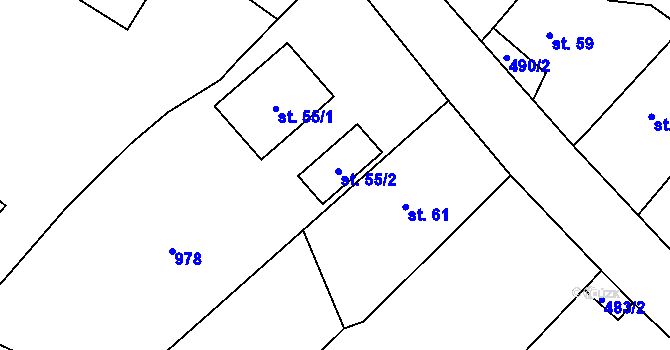 Parcela st. 996 v KÚ Ždánov, Katastrální mapa