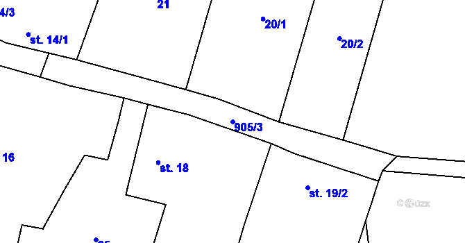 Parcela st. 905/3 v KÚ Ždánov, Katastrální mapa