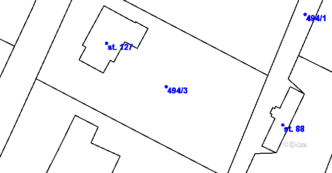 Parcela st. 494/3 v KÚ Ždánov, Katastrální mapa
