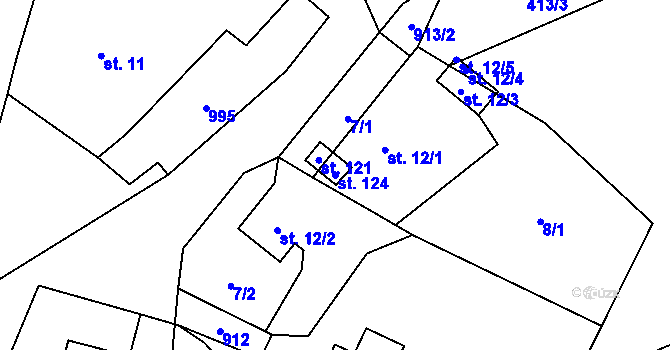 Parcela st. 124 v KÚ Ždánov, Katastrální mapa