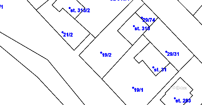 Parcela st. 19/2 v KÚ Žďár u Mnichova Hradiště, Katastrální mapa