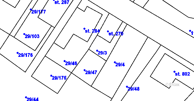 Parcela st. 29/3 v KÚ Žďár u Mnichova Hradiště, Katastrální mapa