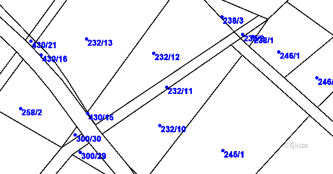 Parcela st. 232/11 v KÚ Žďár u Mnichova Hradiště, Katastrální mapa